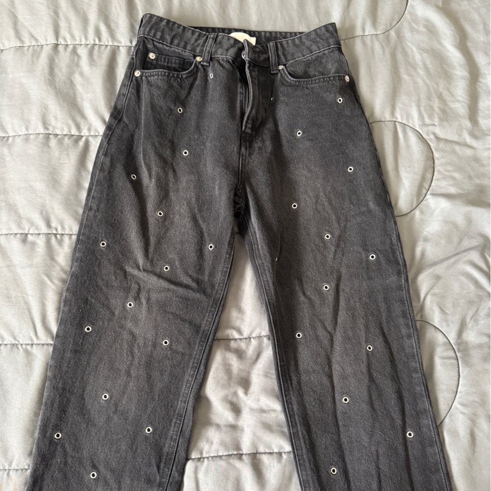 Black Jeans with Eyelet Detailing